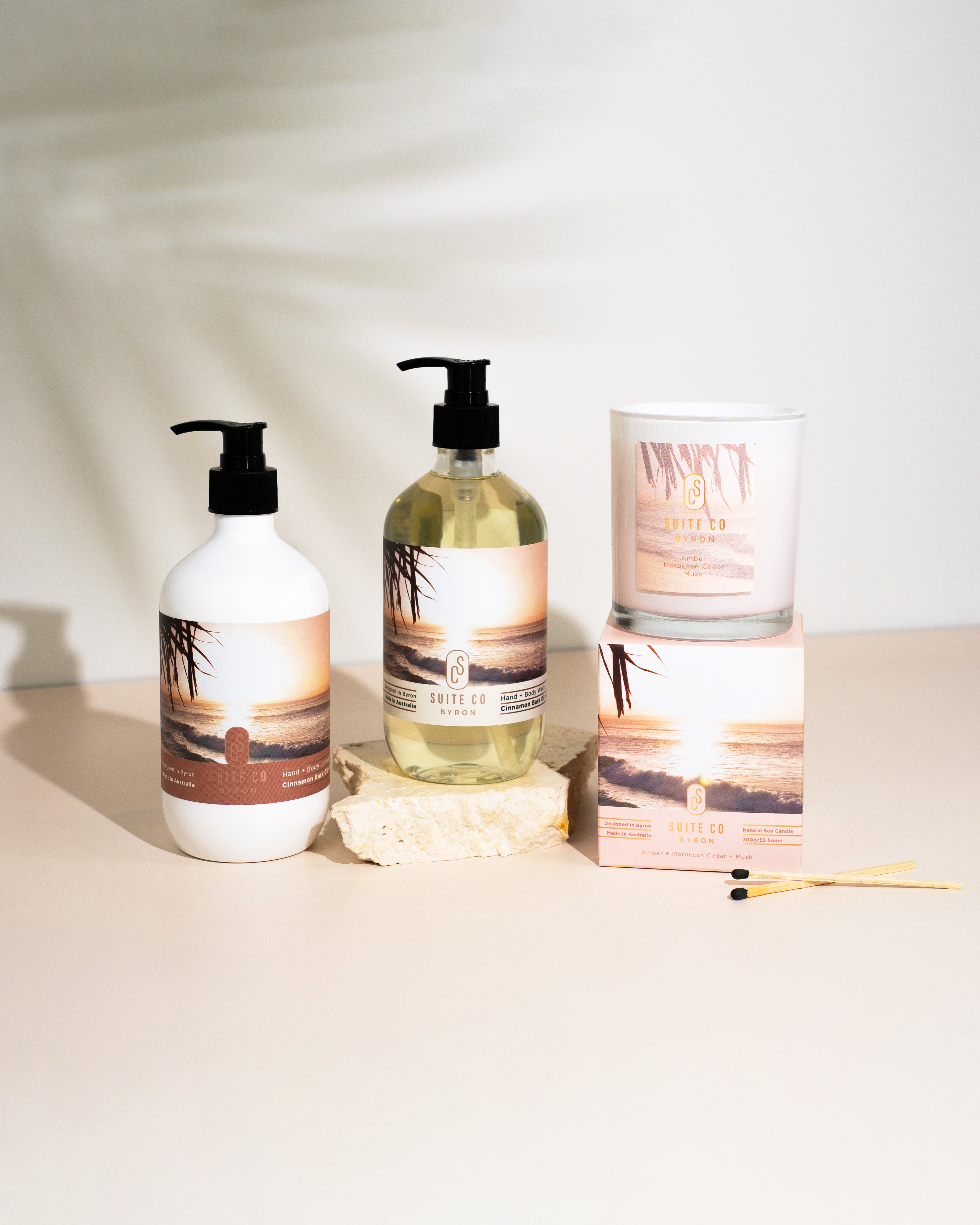 Hand & Body Wash, Lotion + Natural Soy Candle Gift Set