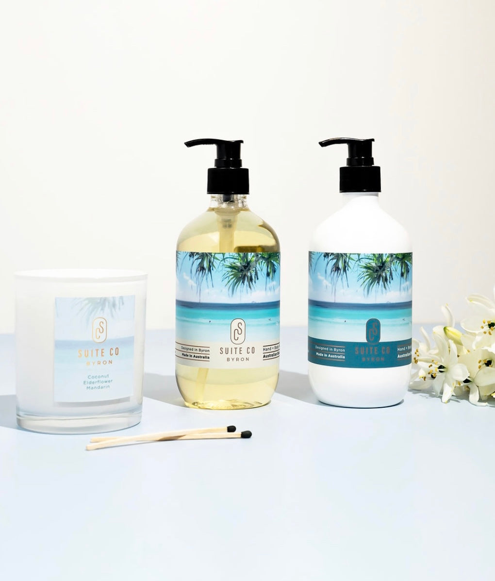 Hand & Body Wash, Lotion + Natural Soy Candle Gift Set